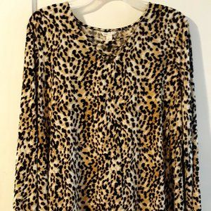 Leopard top stretch and silky Cato wide long sleeves animal print jungle